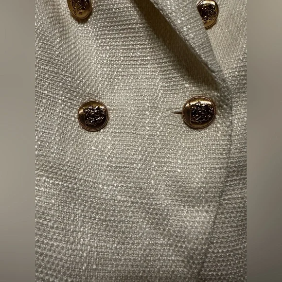 Tweed Cream Double-Breasted Blazer - Picture 3 of 6